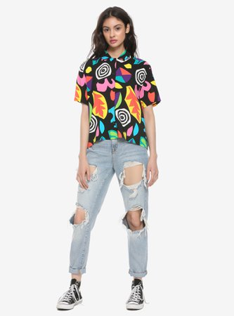 Stranger Things Eleven Girls Woven Button-Up Top