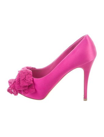 Dolce & Gabbana Satin Peep-Toe Pumps - Shoes - DAG121383 | The RealReal