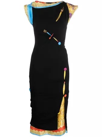 Versace Sleeveless button-embellished Midi Dress - Farfetch