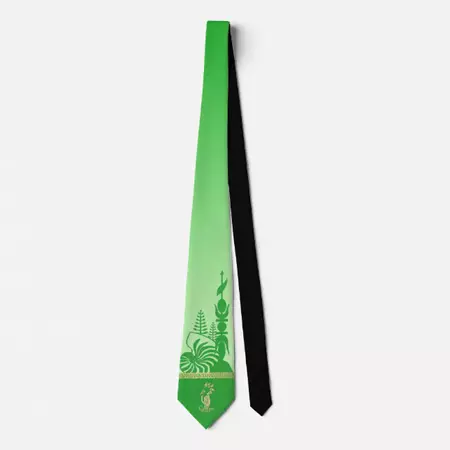 Cravate flèche faîtière kanak. Vert Jade.