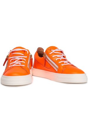 Bright orange Neon leather sneakers | Sale up to 70% off | THE OUTNET | GIUSEPPE ZANOTTI | THE OUTNET