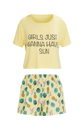 Lemon Girls Just Wanna Have Sun Short PJ Set