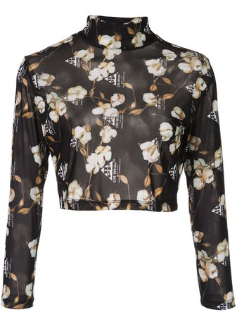 Off-White floral print cropped top