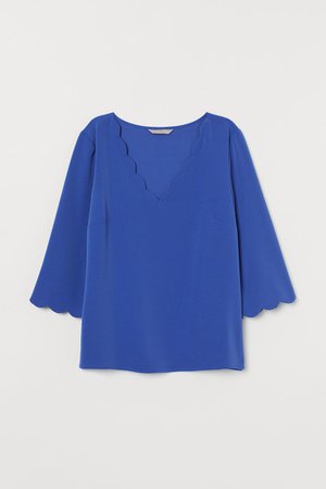 Scalloped-edge Blouse - Cornflower blue - Ladies | H&M US