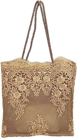 Amazon.com: Women Flower Embroidery Tote Frosted Silk Straw Bag Summer Seaside Travel Vacation Beach Bag Shoulder Retro Lace Handbag New : Clothing, Shoes & Jewelry