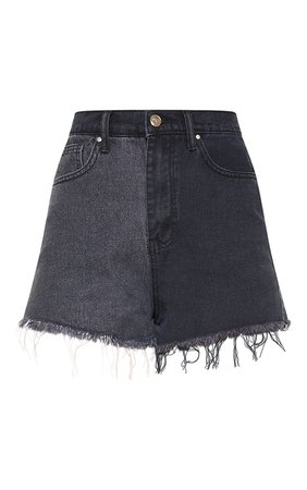 Washed Black Contrast Denim Shorts | Denim | PrettyLittleThing