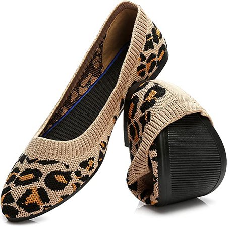 Amazon.com | HEAWISH Women’s Flats Shoes Comfortable Mesh Pointed Toe Slip On Ballet Flats(Leopard, US8) | Flats