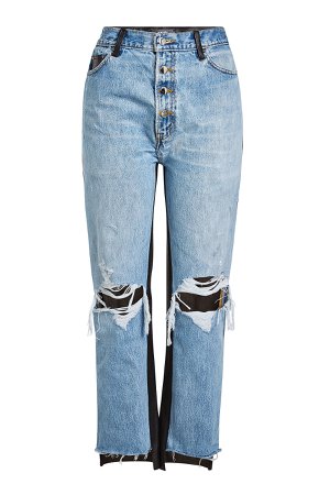 Cropped Jeans with Leather Gr. 28