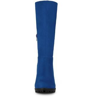 Allegra K Women's Mid Calf Block Heel Boots Royal Blue 9 : Target