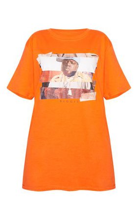Orange Biggie Print Oversized T Shirt | Tops | PrettyLittleThing