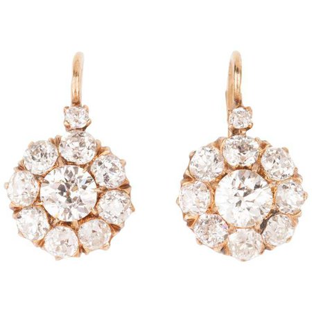 6 Carat Gold and Diamonds Victorian Earrings For Sale at 1stdibs