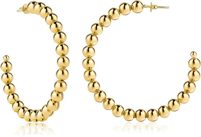 Amazon.com: Barzel 18K Gold Plated Ball Hoop Earrings - Made In Brazil (5MM): Clothing, Shoes & Jewelry