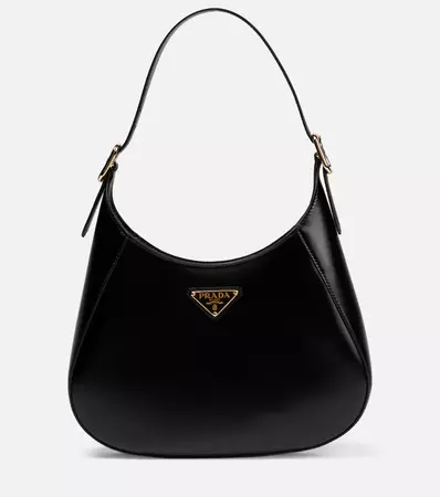 Prada - Logo leather shoulder bag | Mytheresa