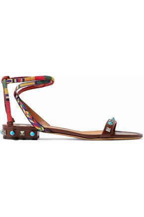 Rockstud Rolling woven and leather sandals | VALENTINO | Sale up to 70% off | THE OUTNET