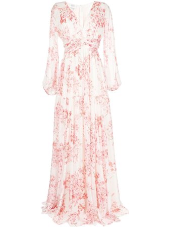 Giambattista Valli floral-print Flared Silk Dress - Farfetch