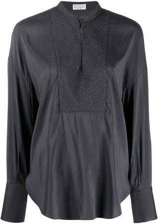 long-sleeve flared blouse