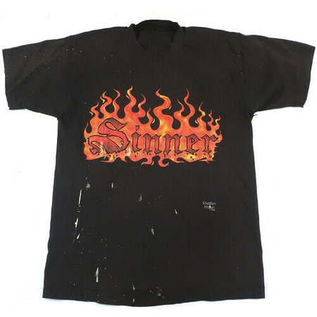 Vintage Sinner T-Shirt 1994 Fashion Victim 90s Flames | eBay