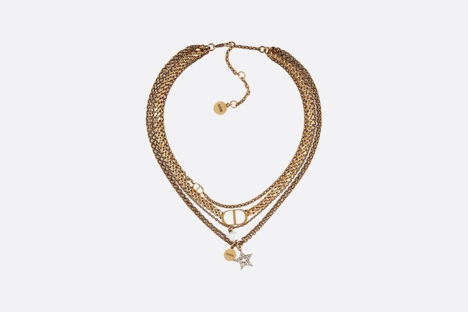 30 Montaigne Antique Gold-Finish 'CD' Multistrand Layered Necklace - products | DIOR