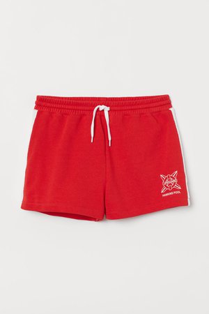 Side-striped sweatshirt shorts - Red/Hawkins Pool - Ladies | H&M CN