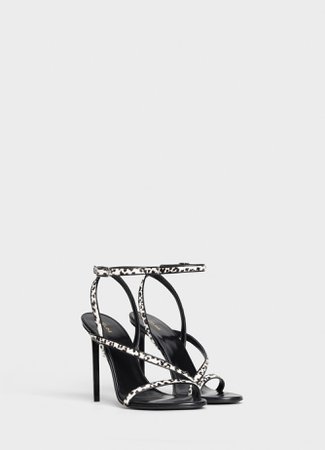 sandal Celine Sharp in smooth leopard printed hairy calfskin - White / Black - Official website | CELINE - Official website | CELINE