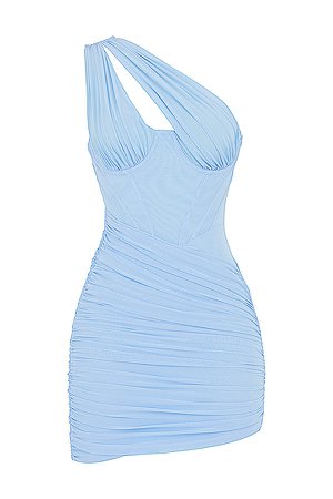 Clothing : Mini Dresses : 'Clementine' Baby Blue Cutout Mini Dress