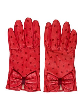 Moschino Leather Polka Dot Gloves - Accessories - MOS34134 | The RealReal