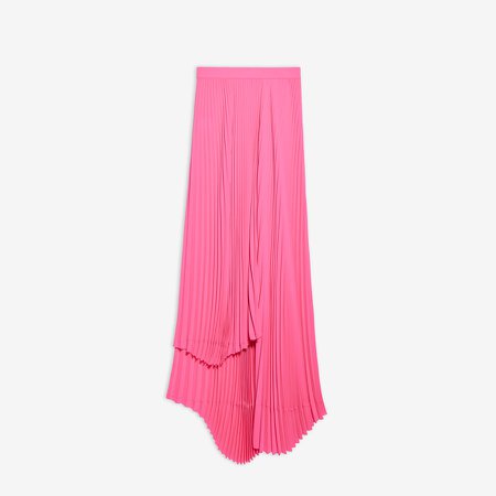 FLUO PINK Asymmetric Pleated Skirt for Women | Balenciaga