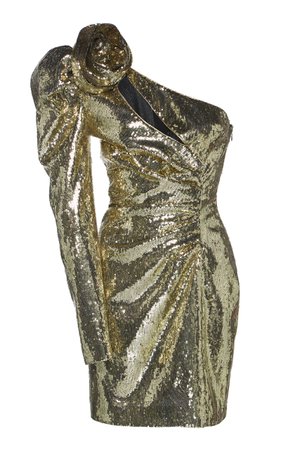 One-Shoulder Sequined Tulle Mini Dress by Dundas | Moda Operandi