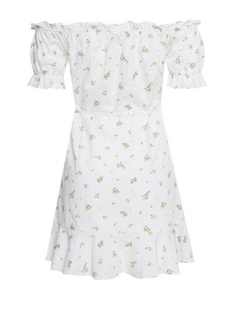 Ivory Ditsy Poplin Ruched Mini Dress | Miss Selfridge