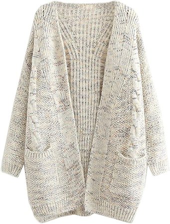 futurino Women's Cable Twist School Wear Boyfriend Pocket Open Front Cardigan Popcorn Sweaters… at Amazon Women’s Clothing store