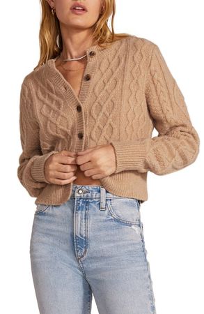 Favorite Daughter Wool & Cashmere Blend Cable Cardigan | Nordstrom