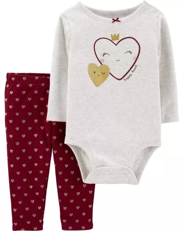 2-Piece Hearts Bodysuit Pant Set | carters.com