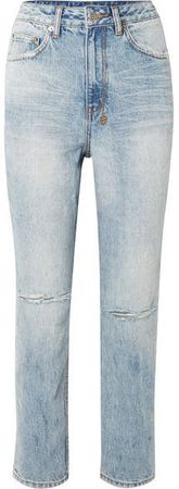 Chlo Wasted Distressed High-rise Straight-leg Jeans - Light denim