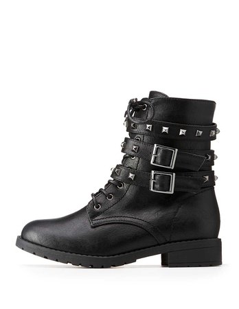 Studded Wrap Combat Boots- Charlotte Russe