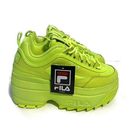 Fila Shoes | Fila Disruptor 2 Wedge Neon Green Platform Sneaker | Poshmark