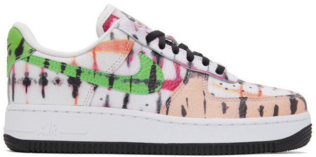 White and Pink Tie-Dye Air Force 1 Sneakers