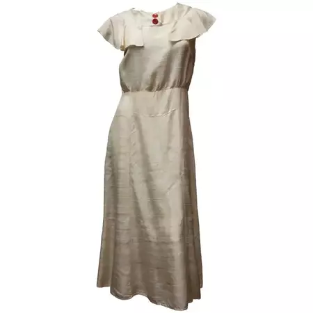 Late 1920s Raw Cream Silk Dress For Sale at 1stDibs