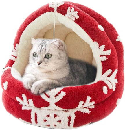 Amazon.com : TEMPCORE Christmas Red Cat Bed L : Kitchen & Dining