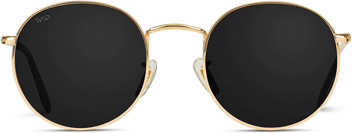 Amazon.com: WearMe Pro - Reflective Lens Round Trendy Sunglasses (Gold Frame/Black Lens, 51): Clothing