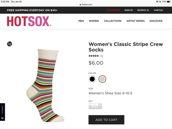 striped socks $6