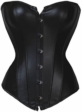 *clipped by @luci-her* Alivila.Y Fashion Womens Sexy Steampunk Gothic Faux Leather Boned Corset Bustier