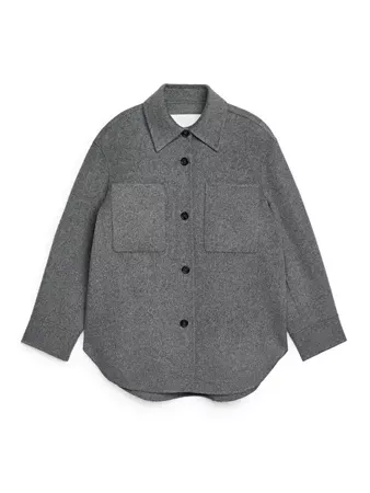 Relaxed Wool Overshirt - Grey - ARKET NL