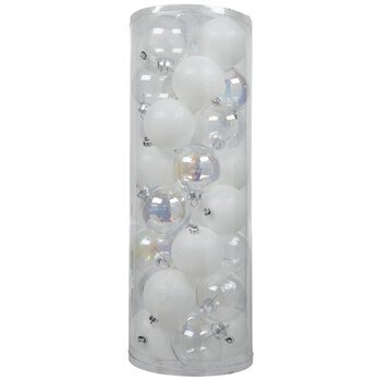 Iridescent & White Glitter Ball Ornaments | Hobby Lobby | 5310651