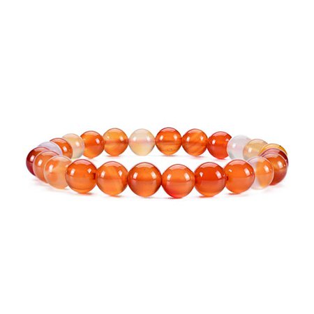 Amazon.com: Cherry Tree Collection Natural Semi-Precious Gemstone Beaded Stretch Bracelet 8mm Round Beads 7" (Carnelian): Clothing
