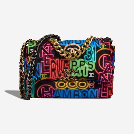Chanel 19 Large Flap Bag Fabric Multicolour | SACLÀB