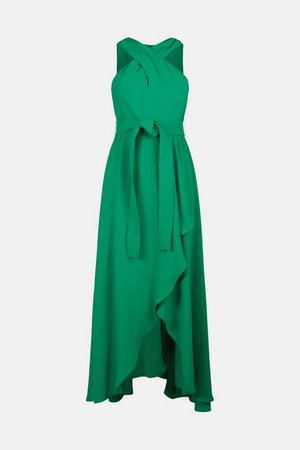 Soft Tailored Cross Neck Short Dress | Karen Millen
