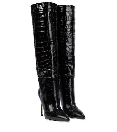 PARIS TEXAS Croc-Effect Leather Knee-High Boots | Paris Texas - Mytheresa