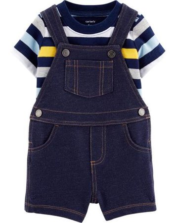 Baby Boy 2-Piece Striped Tee & Shortalls Set | Carters.com