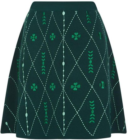 Embroidered Knit Skirt