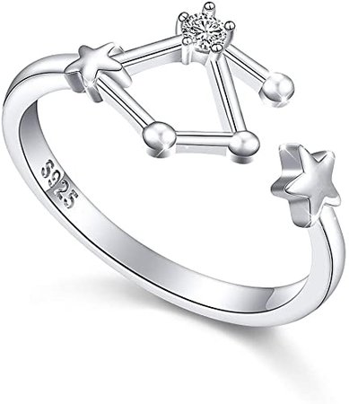 Amazon.com: FLYOW 925 Sterling Silver Women CZ Horoscope Zodiac 12 Constellation Astrology Statement Taurus Adjustable Ring Birthday Gift, Size 7: Jewelry